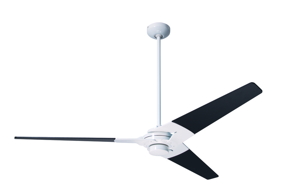 Torsion Fan; Gloss White Finish; 62" Black Blades; No Light; Fan Speed and Light Control (3-wire
