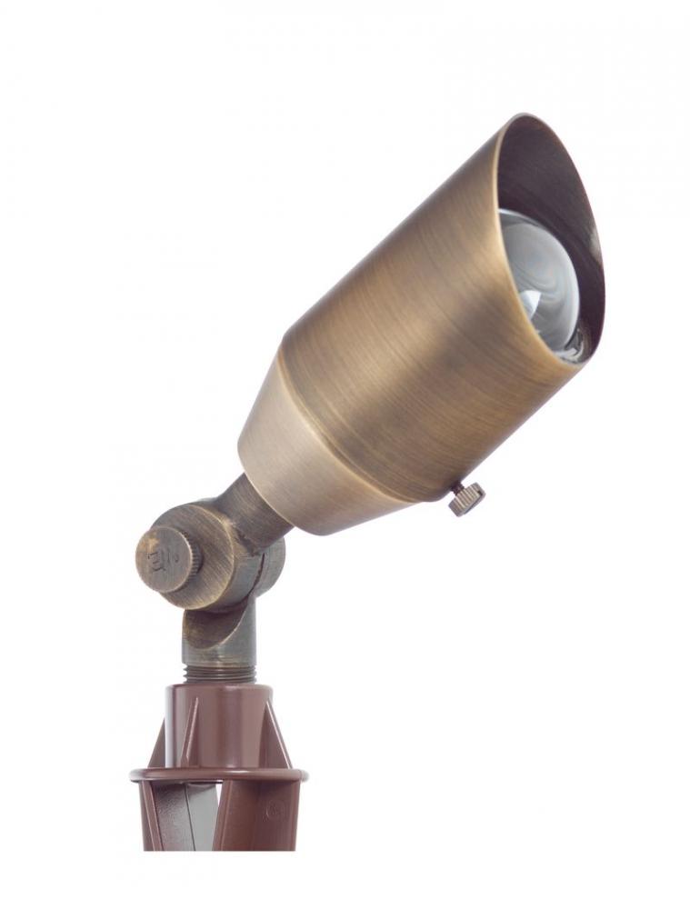 SOLID BRASS LANDSCAPE UPLIGHT 5W, 12V AC/DC, IP65, 300LM, 3000K, 90Ã‚Â°~10Ã‚Â° ADJ, ANTIQUE BRONZE