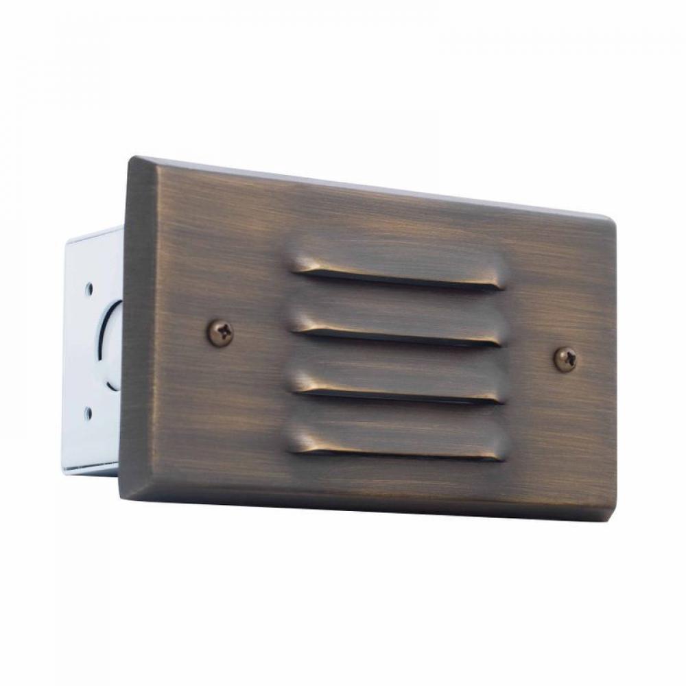 STEP LIGHT, 12V/20W, STEEL BOX WITH BRASS COVER, BAYONET 1X21W, ANTIQUE BRONZE, W/ 3FT. CABLE
