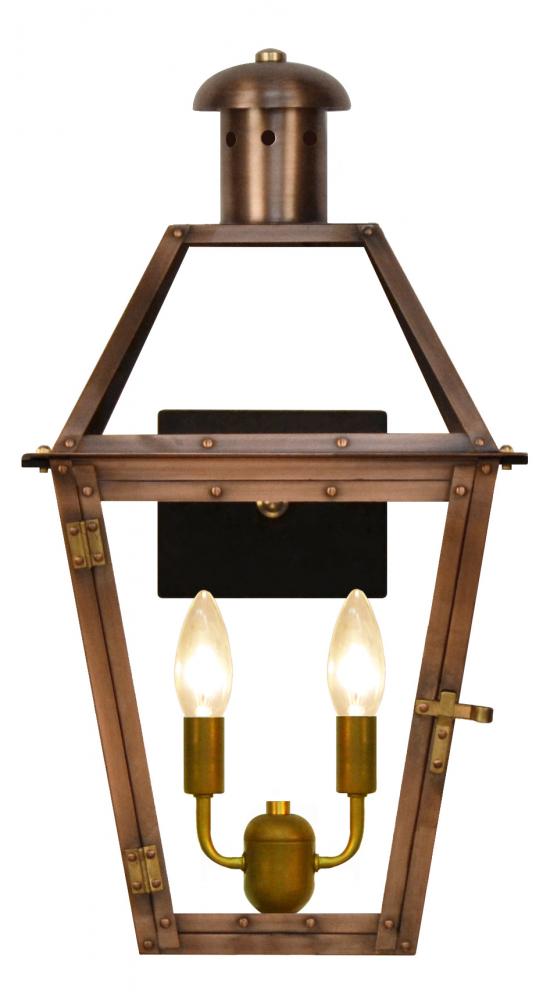 The CopperSmith Georgetown 21" Tall Copper Electric Wall Mount Outdoor Light Lantern Sconce