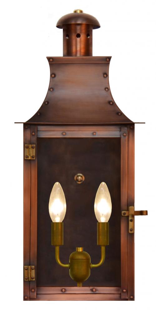 The CopperSmith Terra 20" Tall Copper Electric Wall Mount Outdoor Light Lantern Sconce