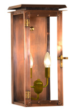 The Coppersmith FHL21E - The CopperSmith Hyland Flush 21" Tall Copper Electric Wall Mount Outdoor Light Lantern Sconce