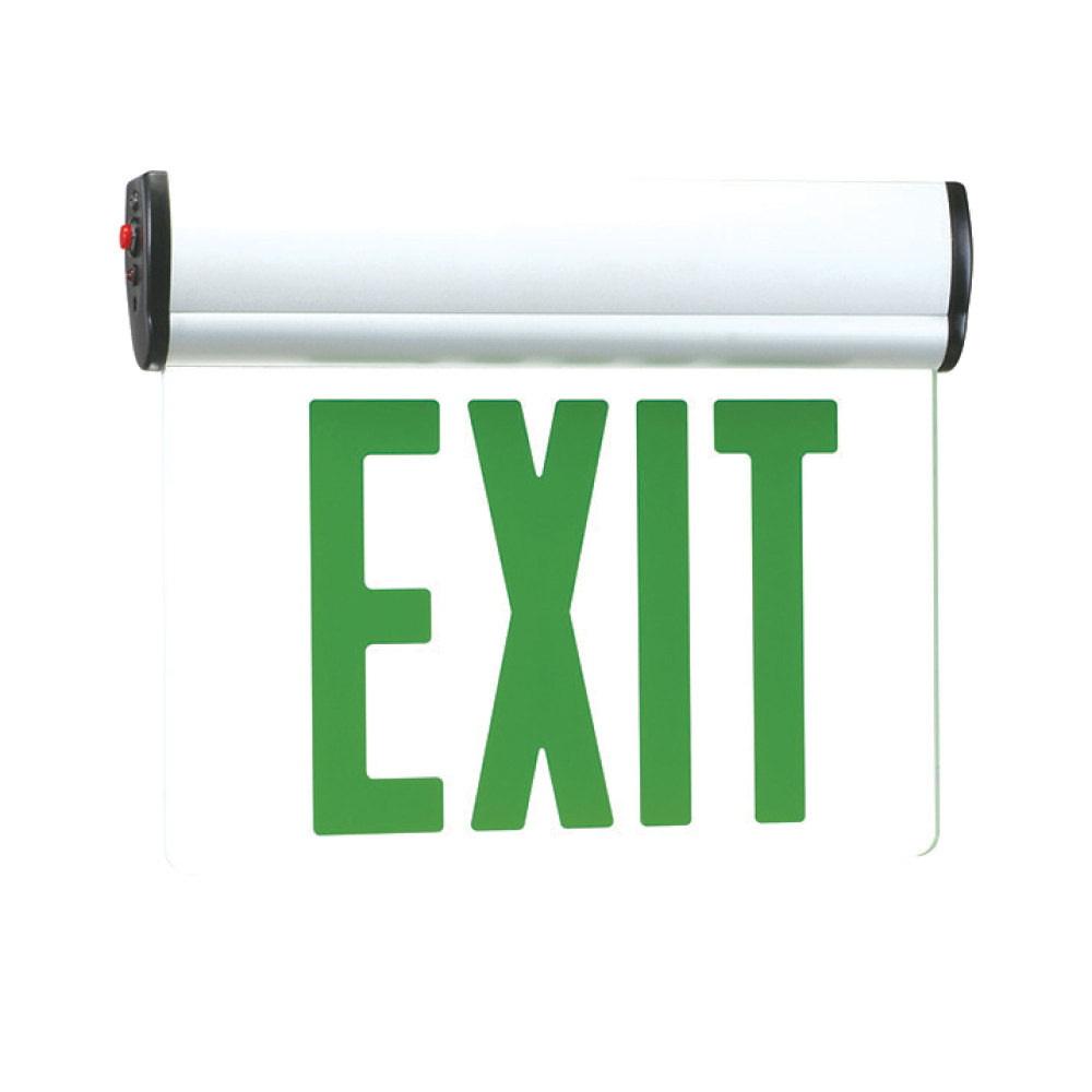 Burton 13" Green LED Single Face Self-Diagnostic Edge-Lit Exit Sign with White Housing