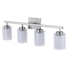 RP Lighting Plus Fans 4910BN-4 - Libby 4-Light Opal Glass with Clear Shade Vanity, Brushed Nickel