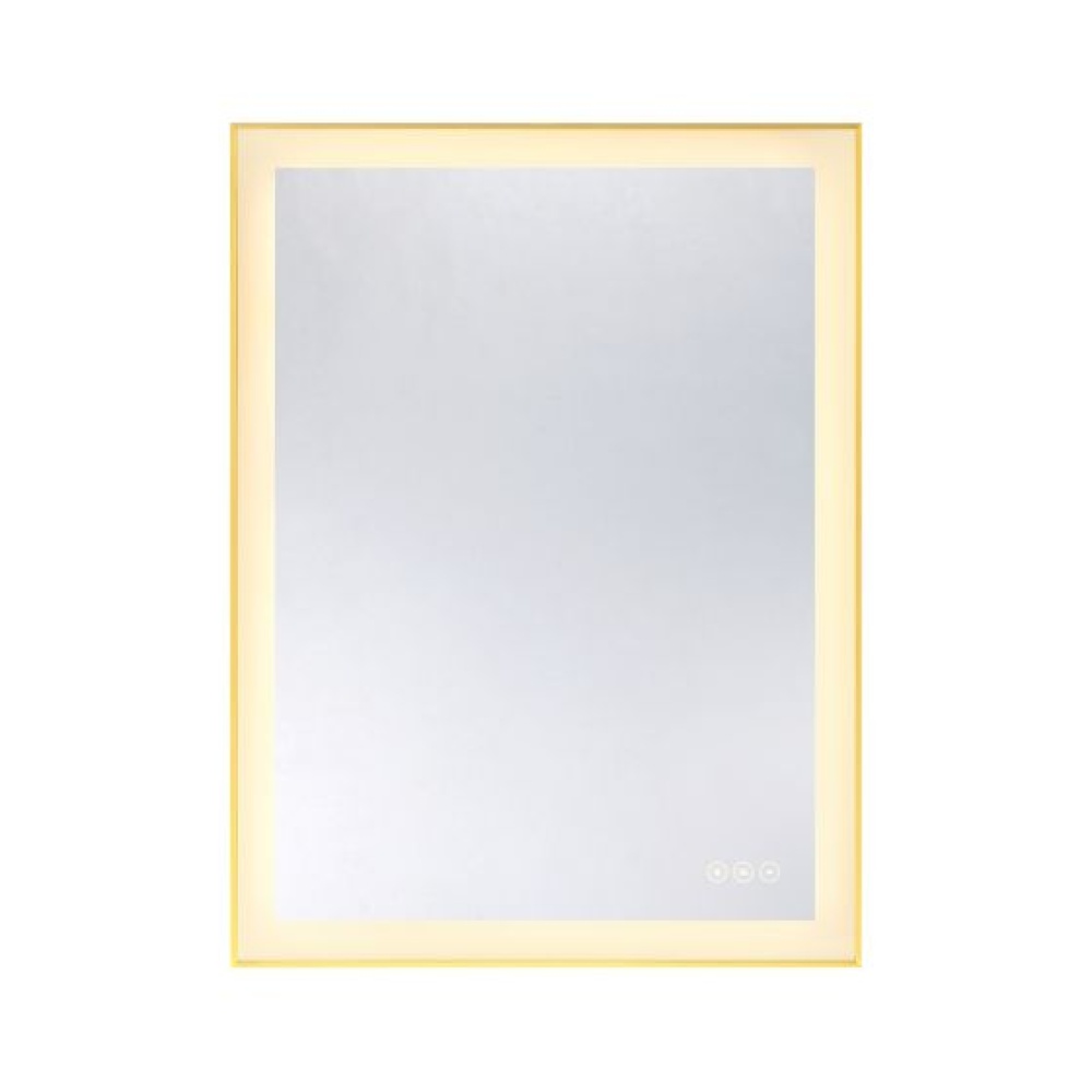 Paulding LED Rectangle Frontlit Mirror with Gold Frame