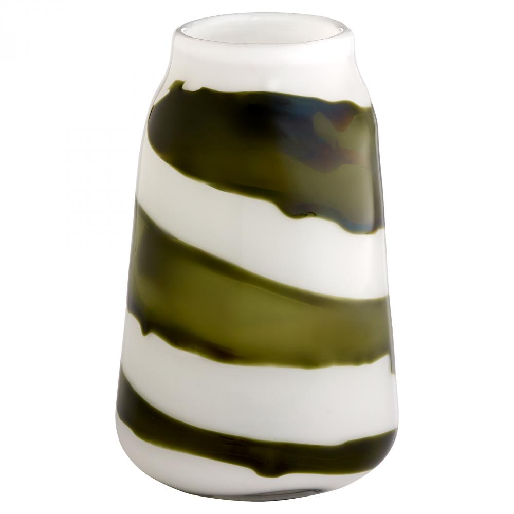 Denali Vase | Iridescent White | Green | Medium