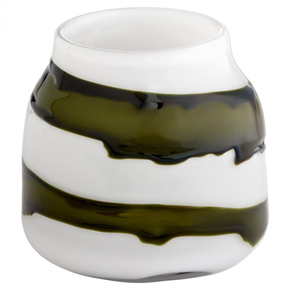Denali Vase | Iridescent White | Green | Small
