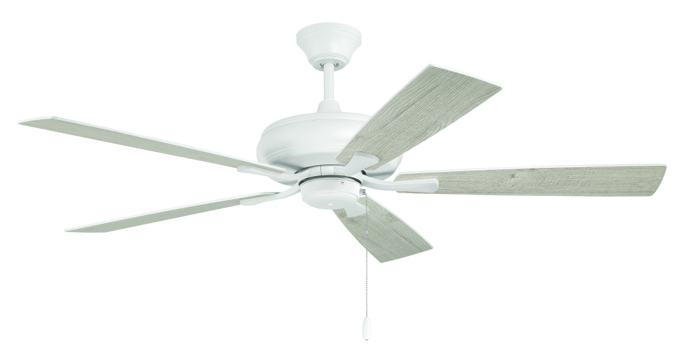 Eos 52" 5-Blade Ceiling Fan in White w/ White/Washed Oak Blades; Light Kit Optional (Not Include