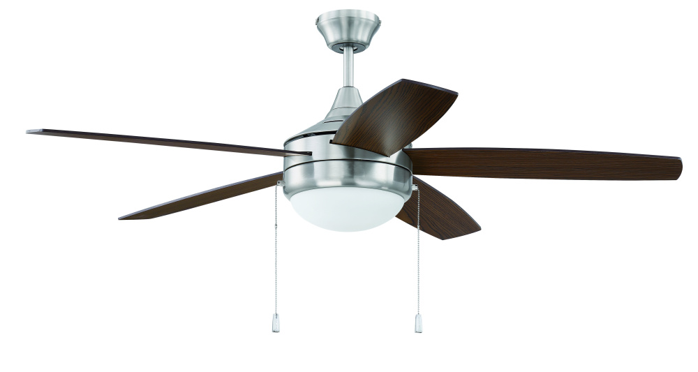 Phaze Energy Star 5 52" 5-Blade Ceiling Fan in Brushed Polished Nickel w/ Walnut/Dark Oak Blades