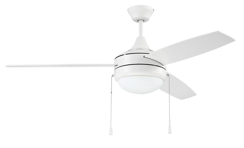 Phaze Energy Star 3 52" 3-Blade Ceiling Fan in White w/ White Blades; Integrated Light Kit