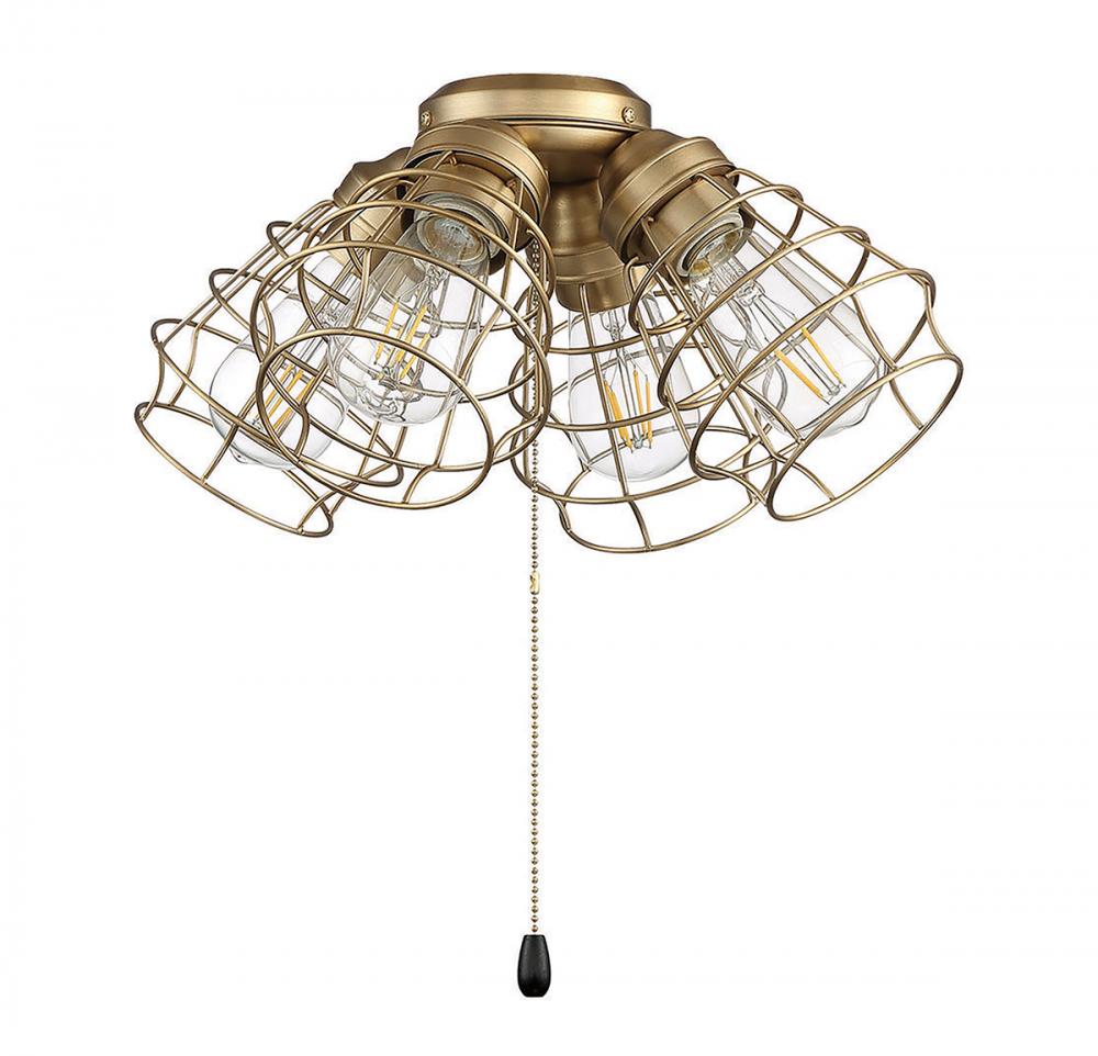 4 Light Cage Light Kit in Satin Brass