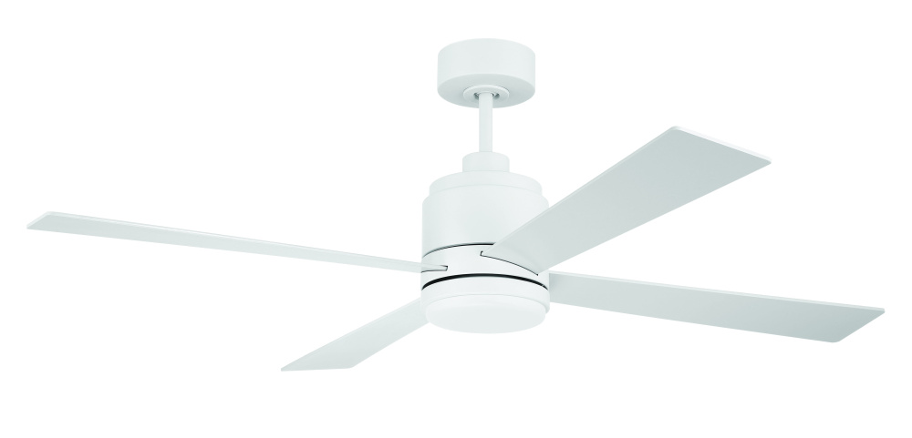 McCoy 52" 4-Blade Ceiling Fan in White w/ White Blades; Light Kit Included (optional)