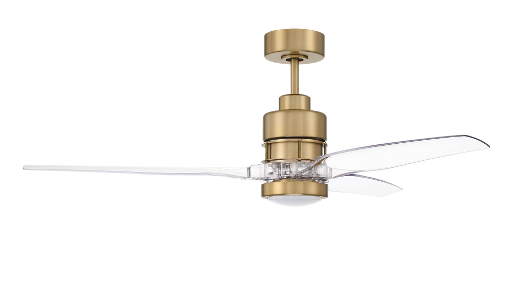 Sonnet 52" 3-Blade Ceiling Fan in Satin Brass w/ Clear Acrylic Blades