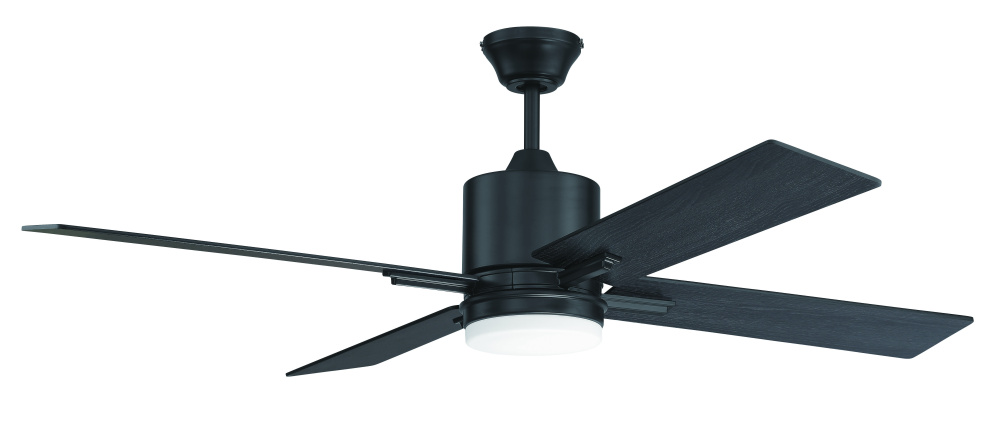 Teana 52" 4-Blade Ceiling Fan in Flat Black w/ Flat Black/Greywood Blades
