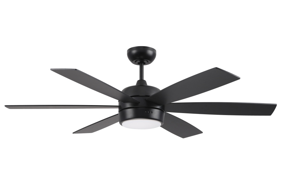 Trevor 52" 6-Blade Indoor/Outdoor (Damp)Ceiling Fan in Flat Black w/ Flat Black/Greywood Blades