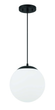 Craftmade 56891-FB-WG - Gaze 10" 1 Light Pendant in Flat Black, White Glass