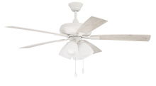 Craftmade ECF114W5-WWOK - Eos 52" 5-Blade Frost 4 Light Ceiling Fan in White w/ White/Washed Oak Blades; Integrated Light