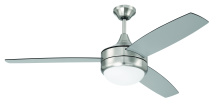 Craftmade PHZ52BNK3-BNGW - Phaze II 52" 3-Blade Ceiling Fan in Brushed Polished Nickel w/ Brushed Nickel/Greywood