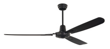 Craftmade VE58FB3 - Velocity 58" 3-Blade Ceiling Fan in Flat Black w/ Flat Black Blades; Not Light Kit Adaptable