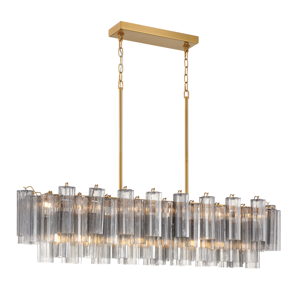 Addis 14 Light Aged Brass Linear Chandelier