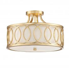 Crystorama 285-GA - Libby Langdon Graham 3 Light Antique Gold Semi Flush Mount