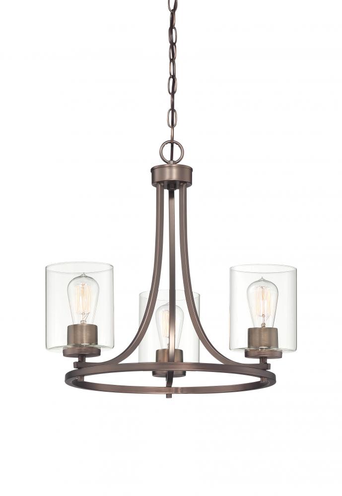 Liam Collection - 3 Light - Chandelier - 20"W - 19"H - Satin Copper Bronze Finish