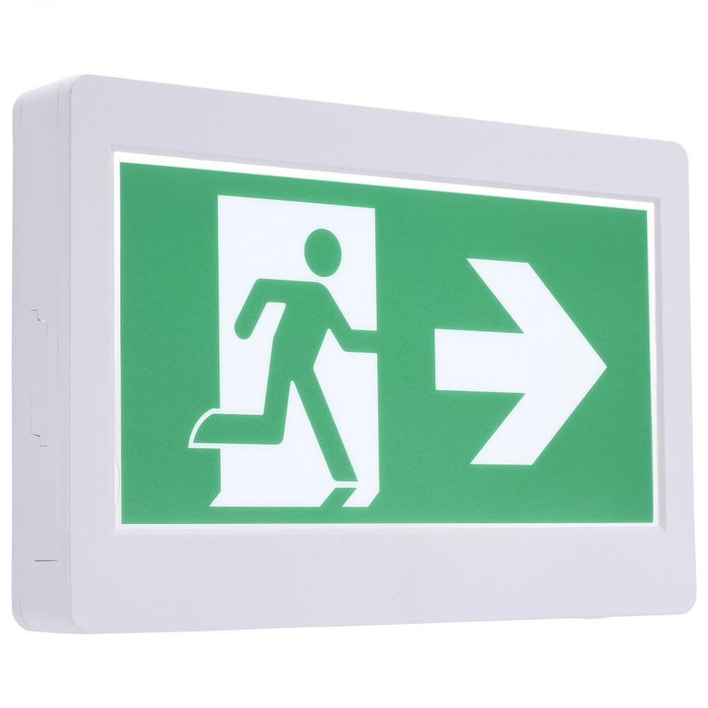 Running Man Green Exit Sign; 120-347V; 2HR backup; Single/Dual Face; Universal Mounting;