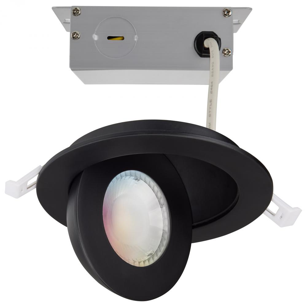 Starfish; 9 Watt LED Gimbal Downlight; 4 Inch; 2700K-5000K RGB Tunable White; Remote Driver; Black
