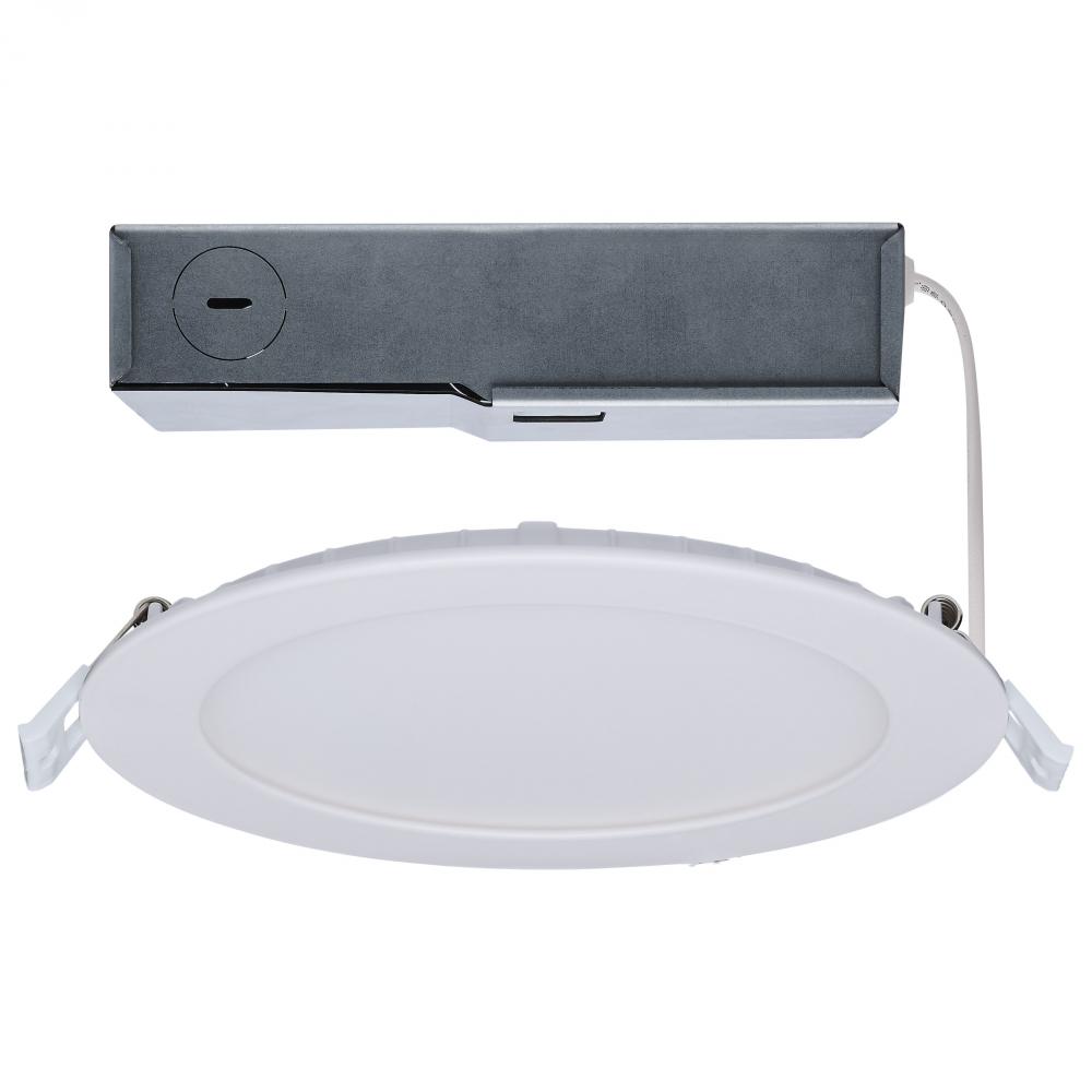 11/15 Watt; LED Direct Wire Downlight; 27K/3K/35K/4K/5K CCT; Remote Driver; 6 Inch; Round; Flat