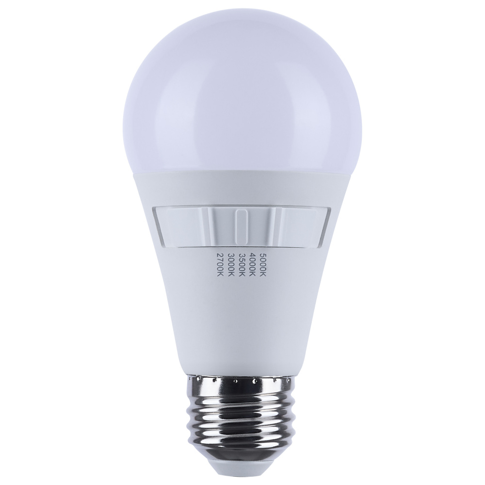 12 Watt A19 LED; 27K/3K/35K/4K/5K CCT Selectable; Medium Base; White Finish; 120 Volt