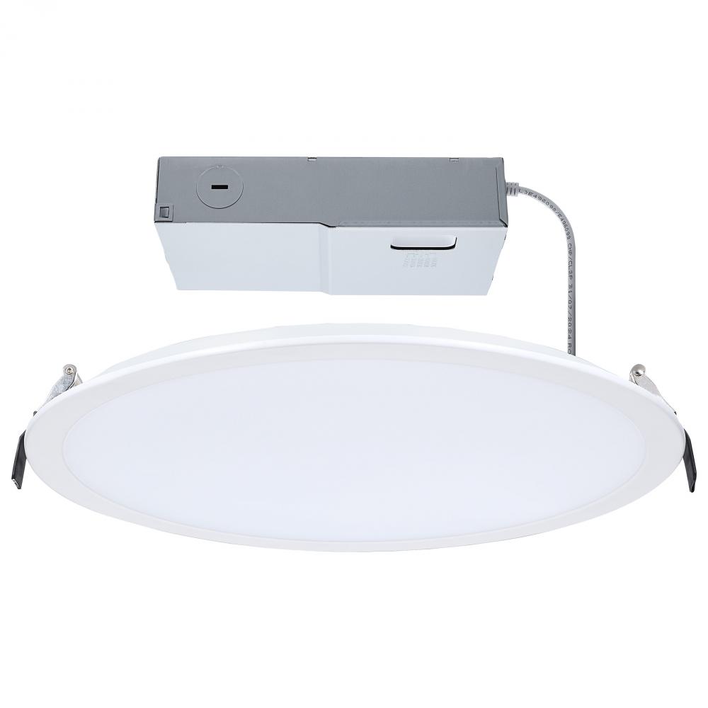 38 Watt; 12 Inch LED Direct Wire Downlight; Remote Driver; CCT Selectable; Dual Dimming; Flat Face;
