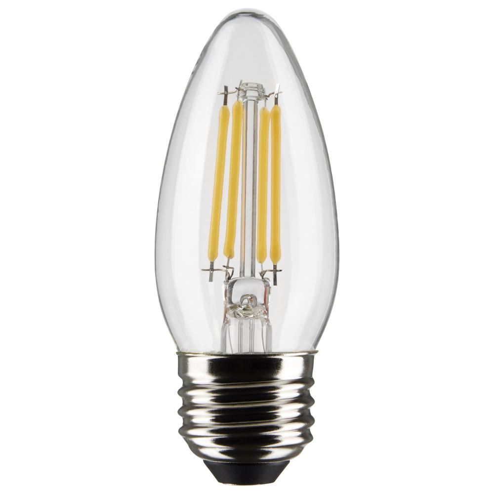 4 Watt B11 LED Filament; Clear; Medium base; 90 CRI; 3000K; 120 Volt; 3-Pack