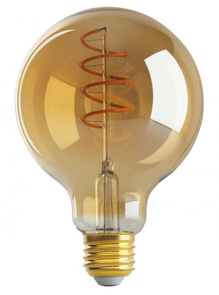 4.5 Watt G30 LED Filament; Amber; Medium base; 2000K; 240 Lumens; 120 Volt