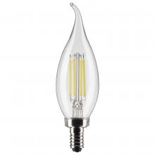 Satco Products Inc. S21296 - 4 Watt CA10 LED Filament; Clear; Candelabra base; 90 CRI; 2700K; 120 Volt
