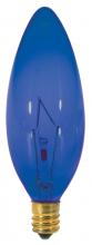 Satco Products Inc. S3218 - 25 Watt BA9 1/2 Incandescent; Transparent Blue; 1500 Average rated hours; Candelabra base; 120 Volt