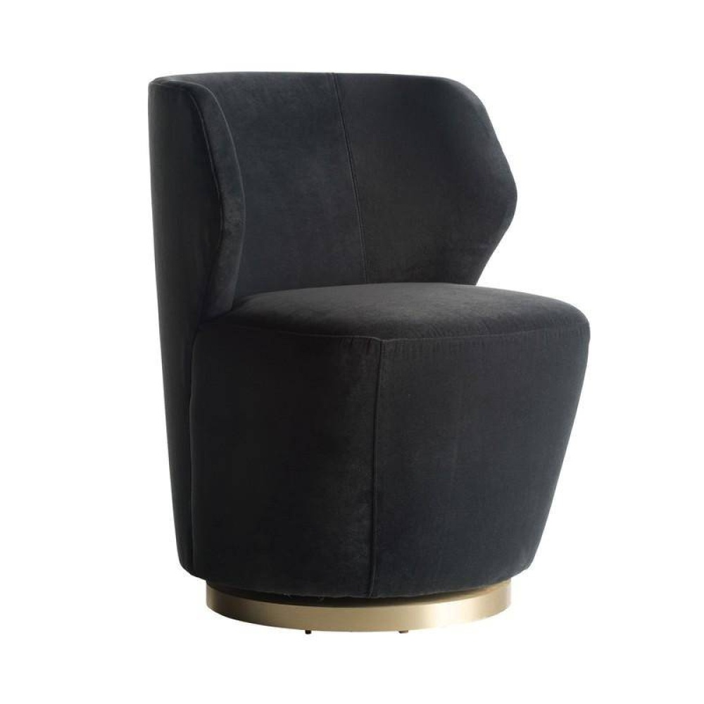 Poppy Chair Midnight Grey Performance Velvet