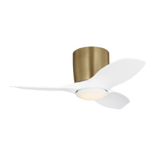 Generation Lighting 3TTHR32SBD - Titus 32 Hugger LED Ceiling Fan in Satin Brass with Matte White Blades and Light Kit