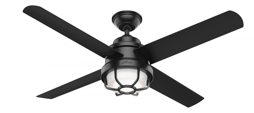 Hunter 54 in Searow Matte Black WeatherMax Indoor / Outdoor Ceiling Fan with LED Lt Kit
