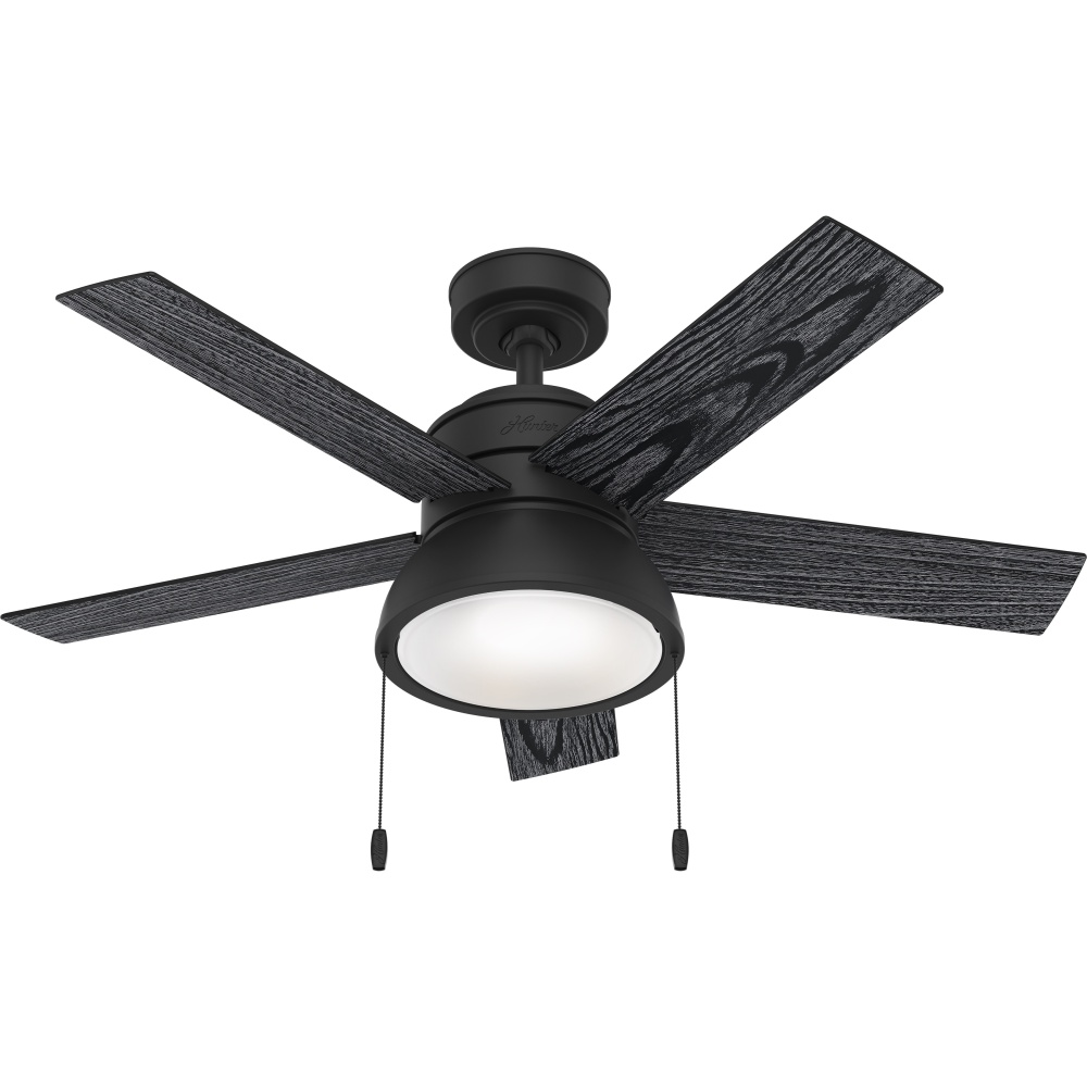 Hunter 44 inch Lilliput Matte Black Ceiling Fan with LED Light Kit and Pull Chain