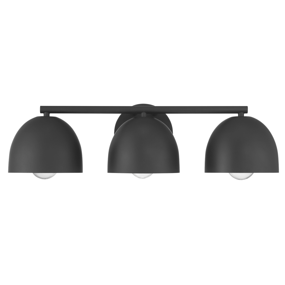 Hunter Erling Matte Black 3 Light Medium Bathroom Vanity Wall Light Fixture