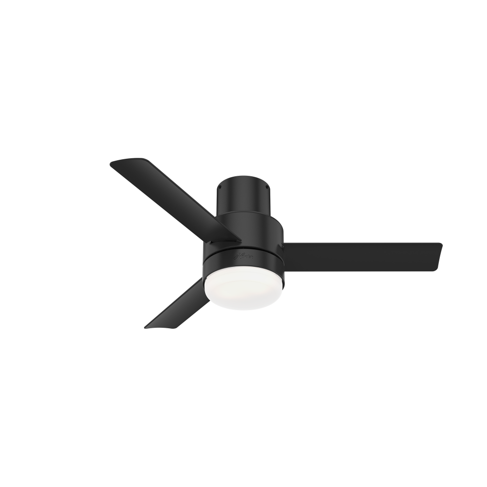 Hunter 44 inch Gilmour Matte Black Low Profile Damp Rated Ceiling Fan with LED Lt Kit