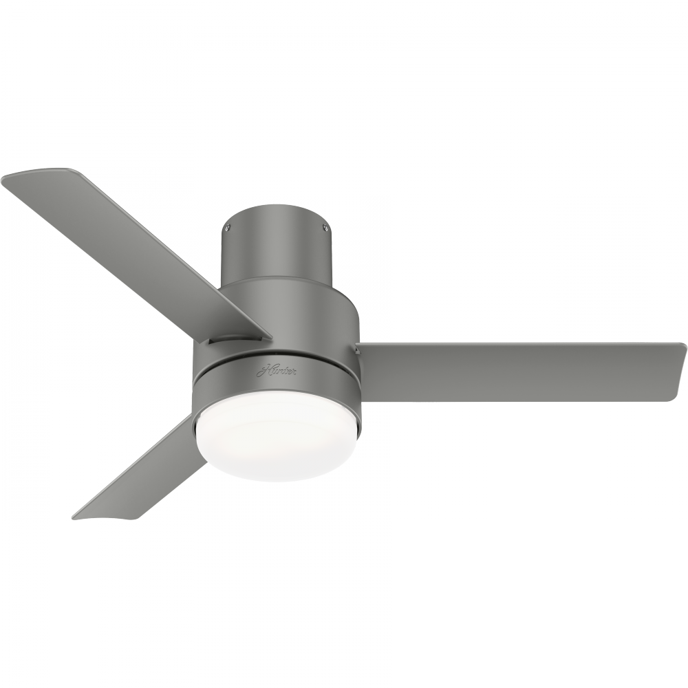Hunter 44 in Gilmour Matte Silver Low Profile Damp Rated Ceiling Fan with LED Lt Kit