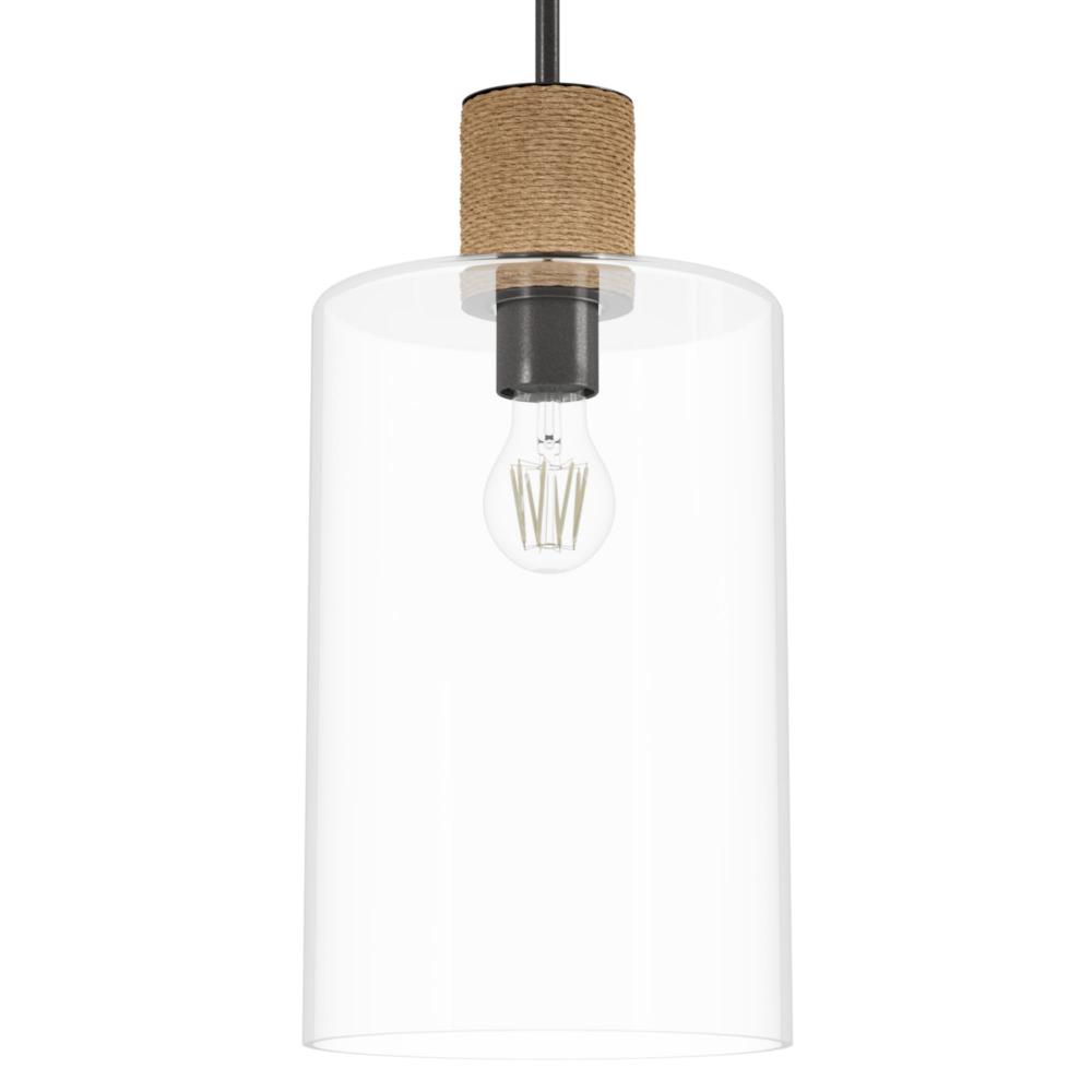 Hunter Vanning Noble Bronze and Natural Sisal Rope with Clear Glass 1 Lt Pendant Ceiling Lt Fixture