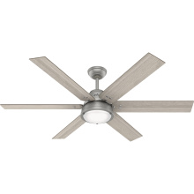 Hunter 51178 - Hunter 60 inch Hollister Matte Silver Ceiling Fan with LED Light Kit and Handheld Remote