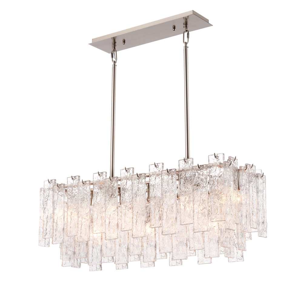 Flavia Long Crystal  Chandelier - Polished Nickel