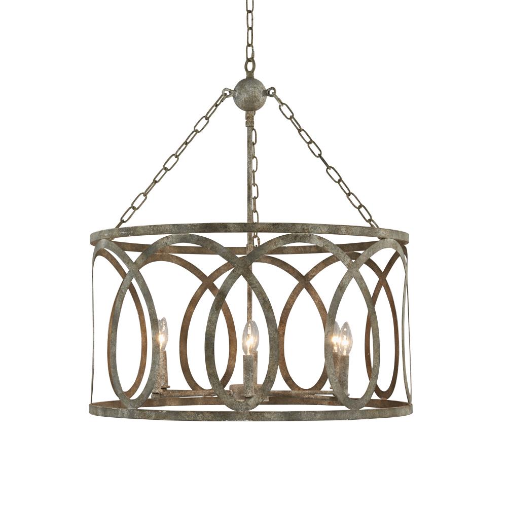 Palma Small Round Chandelier W/ Washed Gray Finish