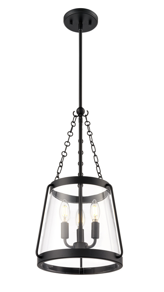 Adabella 11.75" 3-Light Pendant - Matte Black