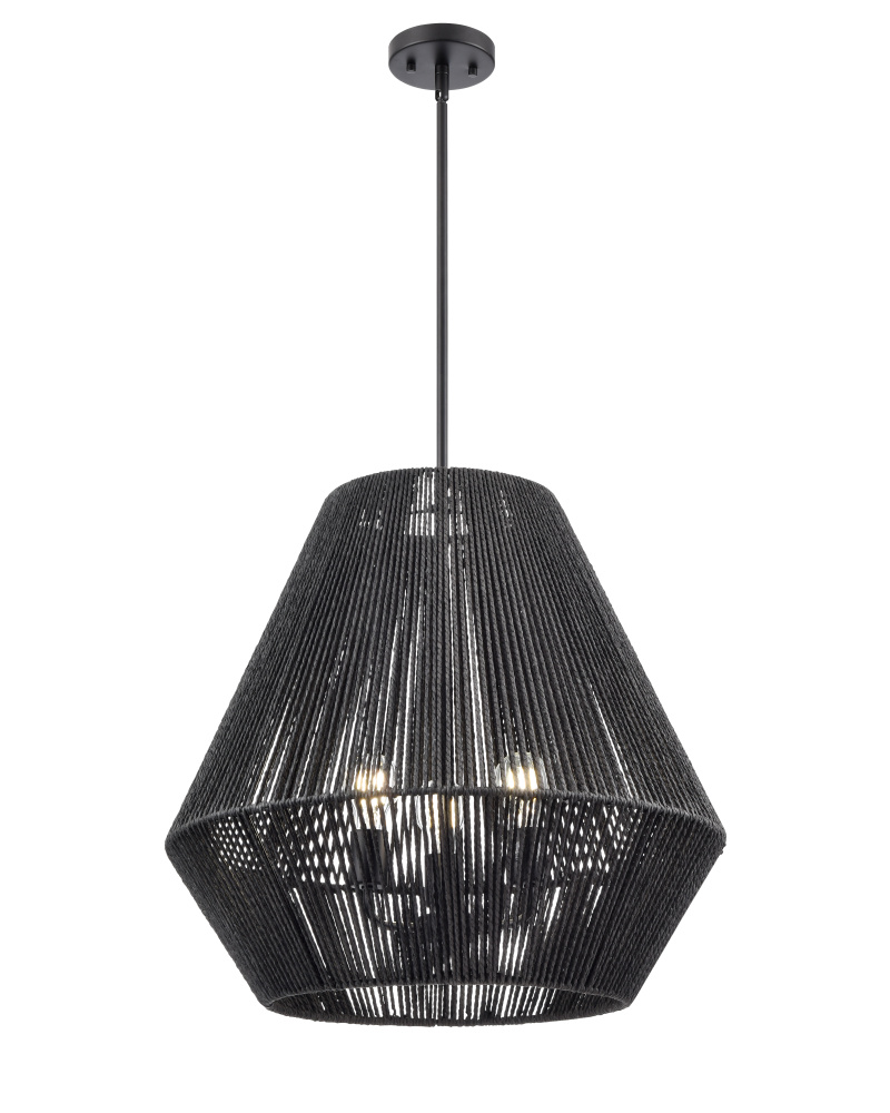 Elise 22" Wide 3-Light Pendant - Matte Black