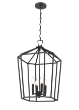 Millennium 91804-TBK - Hylena 15" Wide 4-Light Chandelier - Textured Black