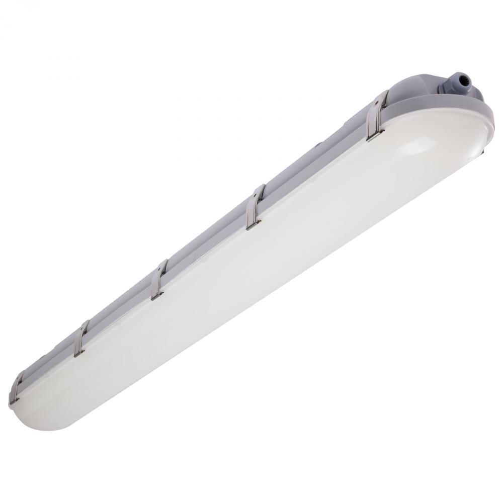 40/50/60 Watt LED 4 Foot Linear Vapor Proof Fixture; Emergency Battery; Integrated Microwave Sensor;